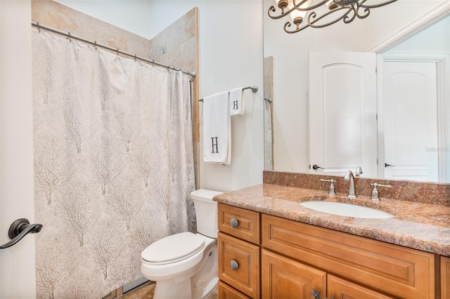 9905 Lanai View Ct, Windermere, FL 34786 - bathroom featuring vanity, a shower with curtain, and a chandelier