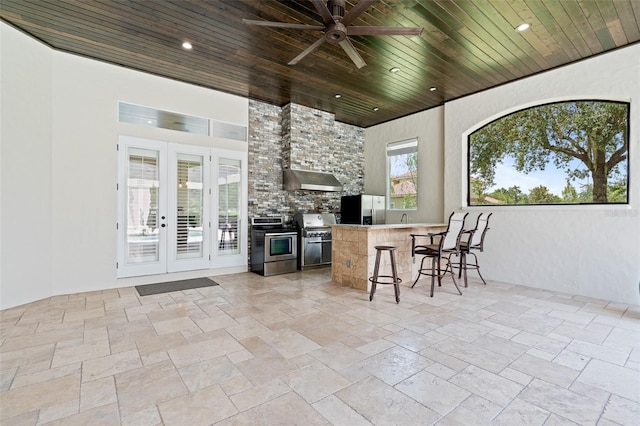 9905 Lanai View Ct, Windermere, FL 34786 - view of patio / terrace with area for grilling, french doors, and ceiling fan