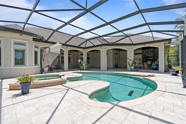 9905 Lanai View Ct, Windermere, FL 34786 - view of swimming pool featuring a patio and glass enclosure