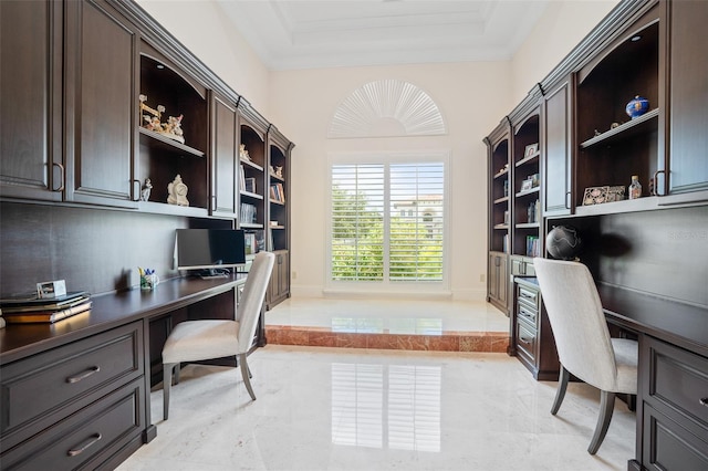9905 Lanai View Ct, Windermere, FL 34786 - home office featuring built in study area and crown molding