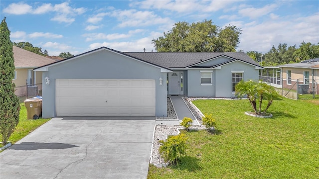 107 Whitehall Way, Kissimmee, FL 34758 - single story home featuring stucco siding, an attached garage, driveway, a front yard, and roof with shingles