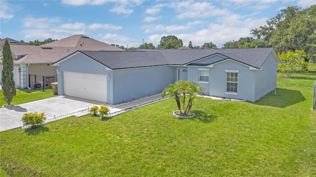 107 Whitehall Way, Kissimmee, FL 34758 - ranch-style house with a garage, a shingled roof, stucco siding, and a front yard