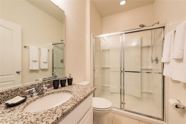 5231 Wildwood Way, Davenport, FL 33837 - bathroom with a stall shower, vanity, and tile patterned flooring