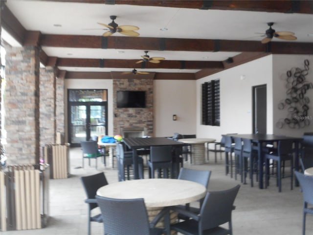 5231 Wildwood Way, Davenport, FL 33837 - view of patio / terrace featuring outdoor dining area, ceiling fan, and radiator
