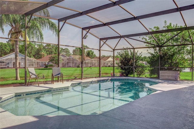 1014 Prey Ct, Kissimmee, FL 34746 - swimming pool with a patio area, a yard, and a lanai