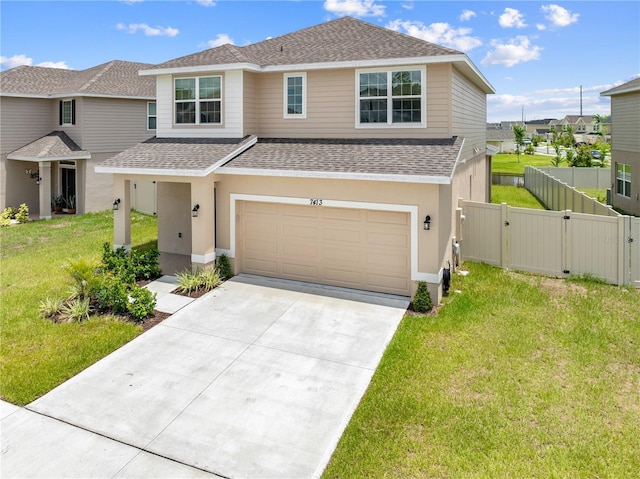 7413 Bent Tree Loop, Saint Cloud, FL 34771 - view of front of home with a shingled roof, an attached garage, concrete driveway, and a gate