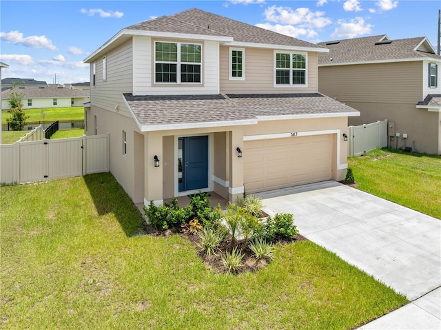 7413 Bent Tree Loop, Saint Cloud, FL 34771 - view of front of property with a shingled roof, a gate, concrete driveway, a garage, and stucco siding