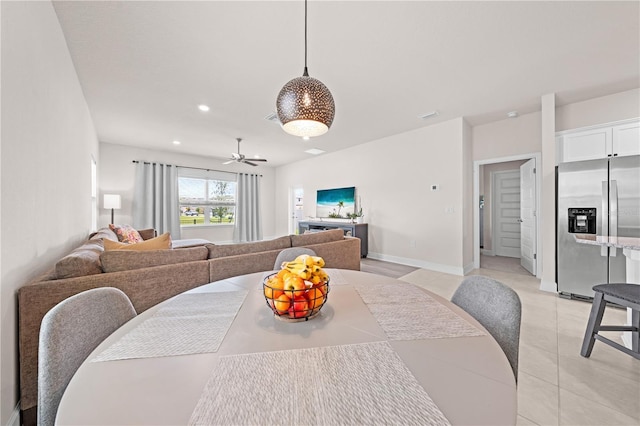 7413 Bent Tree Loop, Saint Cloud, FL 34771 - dining space with light tile patterned flooring, recessed lighting, and ceiling fan