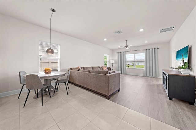 7413 Bent Tree Loop, Saint Cloud, FL 34771 - living area with recessed lighting, a ceiling fan, and light wood finished floors