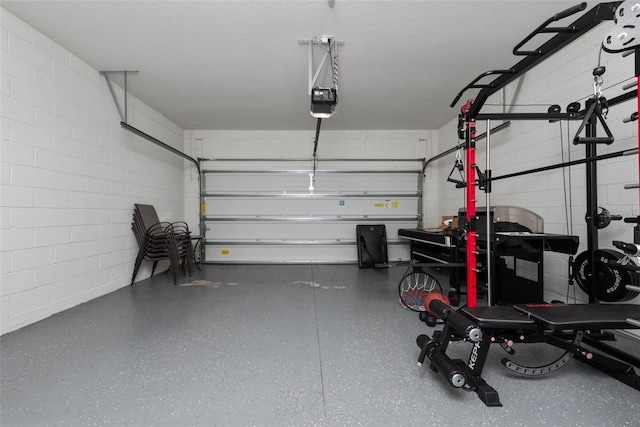 11051 Bostwick Aly, Winter Garden, FL 34787 - garage featuring a garage door opener and concrete block wall