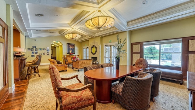5112 Conroy Rd Unit 24, Orlando, FL 32811 - building lobby with ornamental molding, coffered ceiling, and beam ceiling