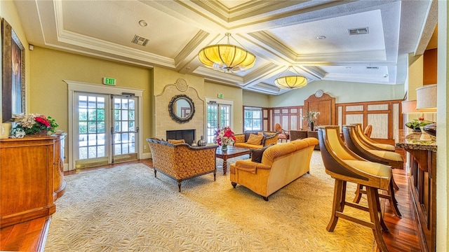 5112 Conroy Rd Unit 24, Orlando, FL 32811 - common area featuring coffered ceiling, ornamental molding, and beamed ceiling