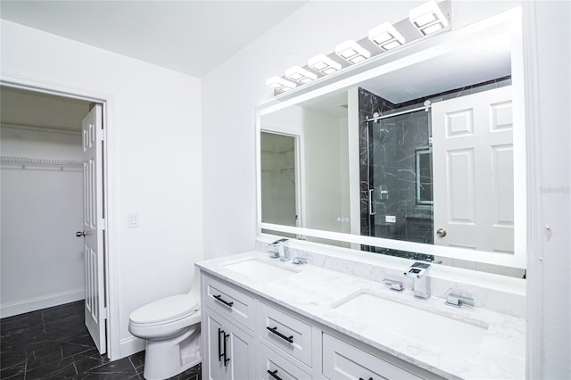 1101 Sandestin Way, Orlando, FL 32824 - bathroom with double vanity, a stall shower, and a spacious closet
