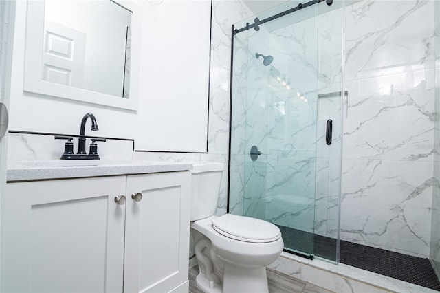 1101 Sandestin Way, Orlando, FL 32824 - bathroom with marble finish flooring, a marble finish shower, and vanity