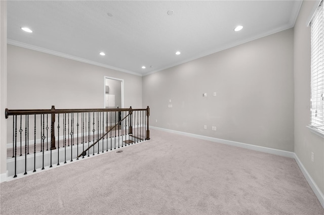9121 Laureate Blvd, Orlando, FL 32827 - empty room featuring carpet flooring, recessed lighting, crown molding, and plenty of natural light