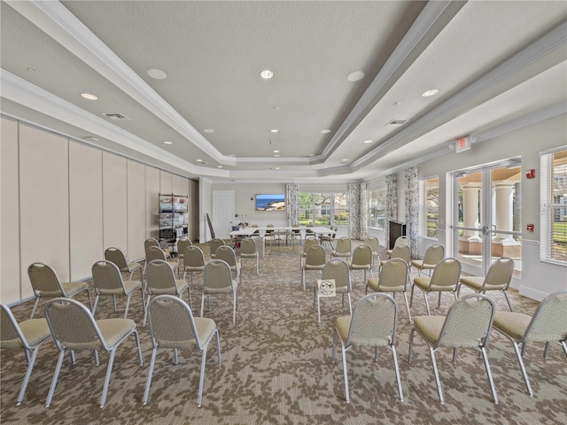 1351 Venezia Ct Unit 201, Davenport, FL 33896 - misc room featuring a raised ceiling, ornamental molding, carpet flooring, and recessed lighting