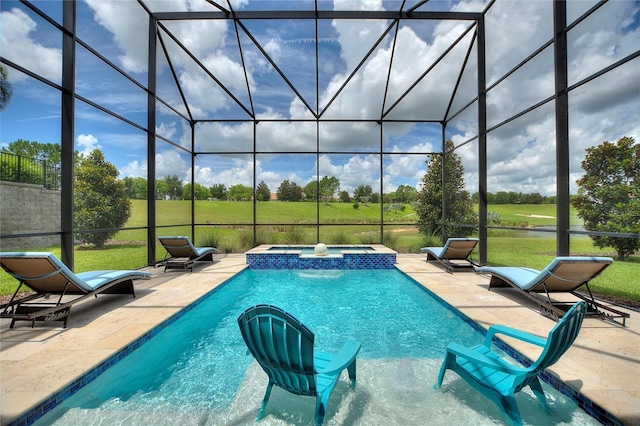 1452 Mickelson Ct, Davenport, FL 33896 - view of pool with a patio, a lanai, and a pool with connected hot tub