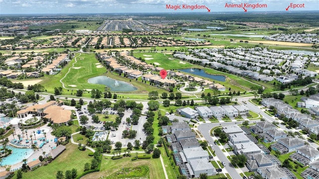 1452 Mickelson Ct, Davenport, FL 33896 - aerial overview of property's location featuring a nearby body of water and nearby suburban area