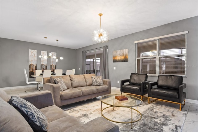 4547 Narrative Ln, Kissimmee, FL 34746 - living area with a chandelier and marble finish floors