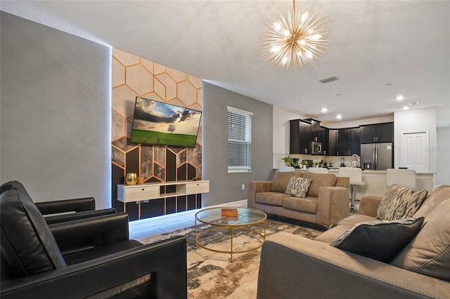 4547 Narrative Ln, Kissimmee, FL 34746 - living area featuring a chandelier and recessed lighting