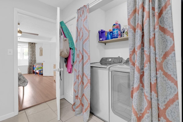 1710 Thor Ave, Apopka, FL 32703 - laundry room with washing machine and dryer, light tile patterned floors, and ceiling fan