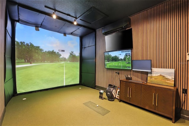 9352 Santorini Dr, Orlando, FL 32827 - cinema room with golf simulator and carpet flooring