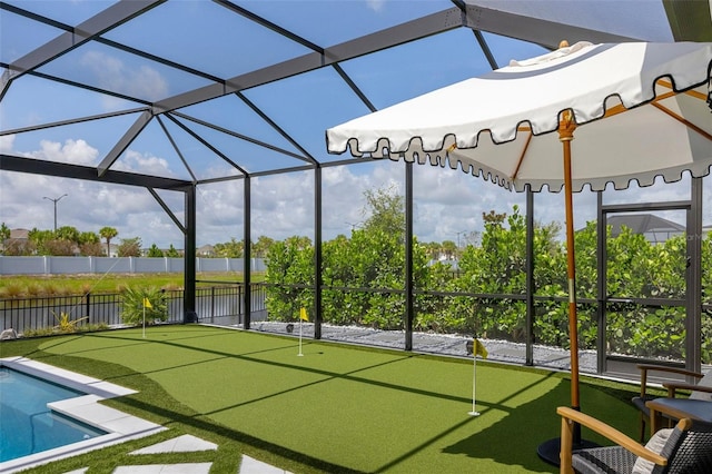 9352 Santorini Dr, Orlando, FL 32827 - sunroom / solarium with a water view