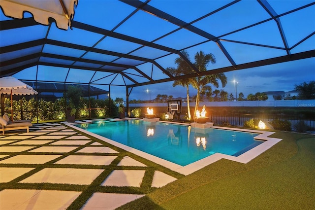 9352 Santorini Dr, Orlando, FL 32827 - view of swimming pool with a patio and a lanai