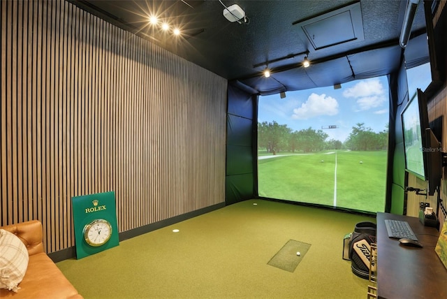 9352 Santorini Dr, Orlando, FL 32827 - rec room featuring golf simulator, carpet, and healthy amount of natural light