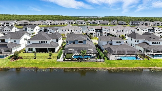 9352 Santorini Dr, Orlando, FL 32827 - aerial perspective of suburban area featuring a large body of water