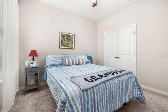 3837 Carrick Bend Dr, Kissimmee, FL 34746 - bedroom featuring light carpet, a closet, and ceiling fan