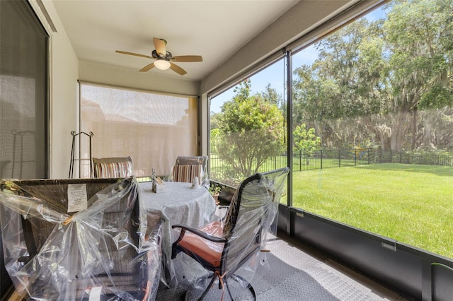 3837 Carrick Bend Dr, Kissimmee, FL 34746 - sunroom with a ceiling fan and outdoor dining area