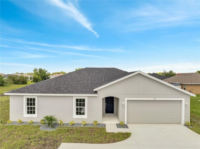 549 Viceroy Ct, Kissimmee, FL 34758 - ranch-style house with roof with shingles, a garage, stucco siding, and concrete driveway