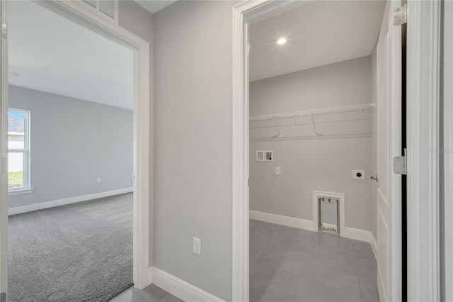 549 Viceroy Ct, Kissimmee, FL 34758 - laundry room featuring hookup for an electric dryer, hookup for a washing machine, tile patterned floors, and recessed lighting