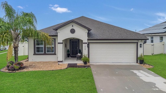 1864 Castleton Dr, Saint Cloud, FL 34771 - view of front of property with roof with shingles, a garage, concrete driveway, stucco siding, and a gate