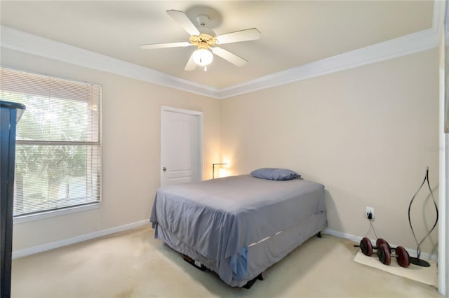 8836 Villa View Cir Unit 303, Orlando, FL 32821 - bedroom featuring crown molding, light carpet, and ceiling fan