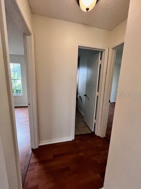 812 10th St, Saint Cloud, FL 34769 - hall featuring dark wood finished floors and a textured ceiling