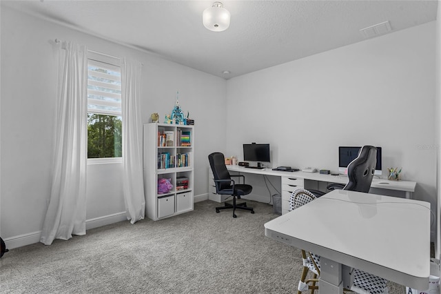 3252 Jackson Bluff Way, Clermont, FL 34711 - carpeted home office with baseboards and a textured ceiling