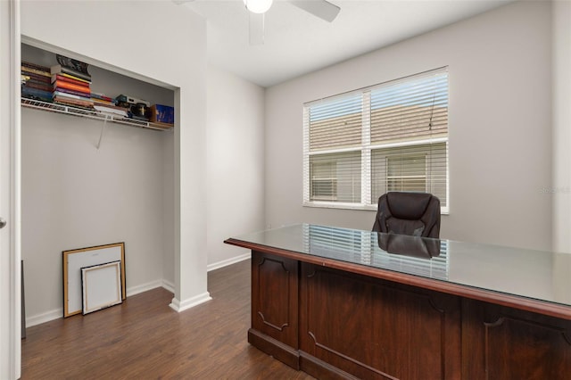2823 Sail Breeze Way, Kissimmee, FL 34744 - office area featuring dark wood finished floors and a ceiling fan