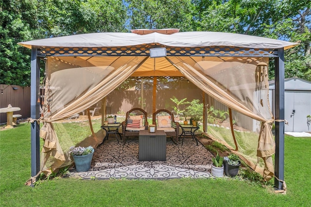 1203 Monterey Dr, Eustis, FL 32726 - view of patio featuring a gazebo and a storage shed