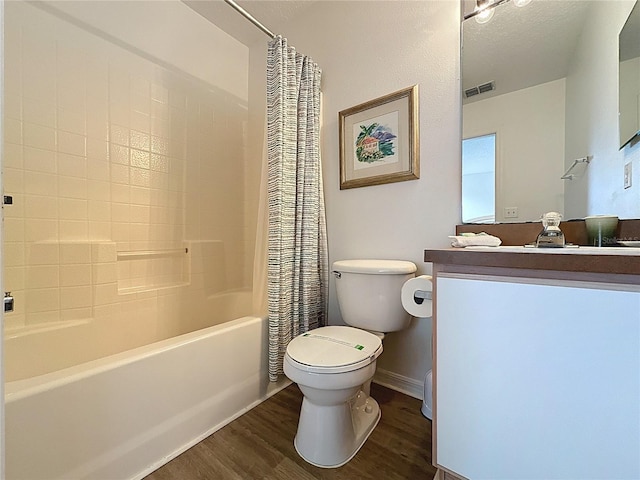 344 Bloomingdale Dr, Davenport, FL 33897 - full bathroom with wood finished floors, shower / bathtub combination with curtain, and vanity