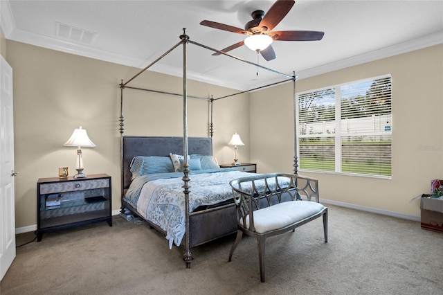 12353 Hammock Hill Dr, Clermont, FL 34711 - carpeted bedroom featuring crown molding and ceiling fan