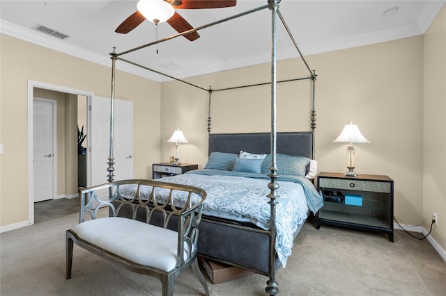 12353 Hammock Hill Dr, Clermont, FL 34711 - carpeted bedroom with crown molding and ceiling fan