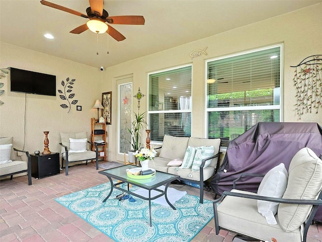 1456 Sourwood Dr, Ocoee, FL 34761 - view of patio / terrace featuring outdoor lounge area and ceiling fan
