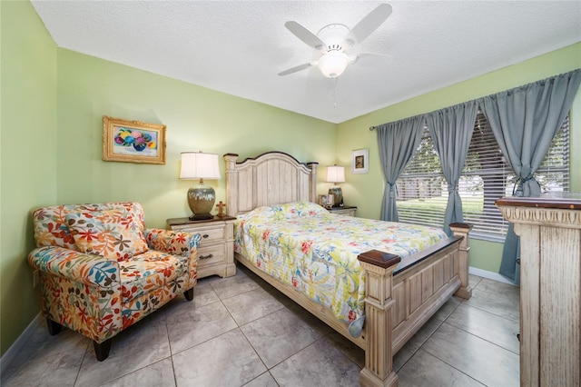 11649 Crescent Pines Blvd, Clermont, FL 34711 - tiled bedroom with a ceiling fan and a textured ceiling