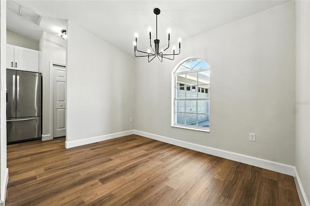 4635 Deer Run Rd, Saint Cloud, FL 34772 - unfurnished dining area featuring a chandelier and dark wood-style floors
