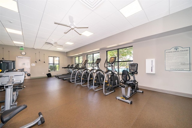 2463 Volunteer Ave, Kissimmee, FL 34744 - gym with ceiling fan and a drop ceiling