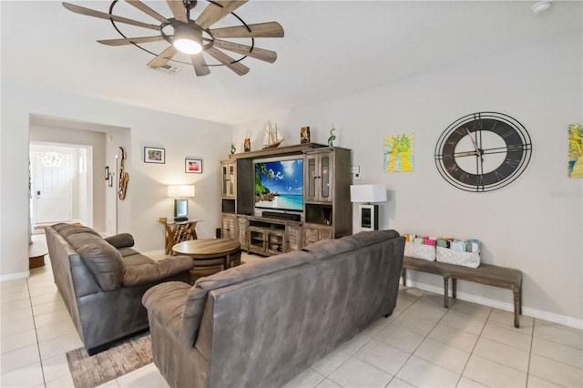 163 Tigerlily Ct, Davenport, FL 33837 - living room with ceiling fan and light tile patterned floors