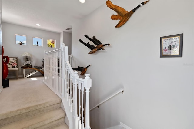 163 Tigerlily Ct, Davenport, FL 33837 - stairway featuring recessed lighting and carpet