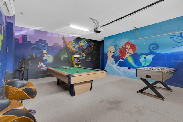 7403 Marker Ave, Kissimmee, FL 34747 - game room with a wall unit AC, a garage, and pool table